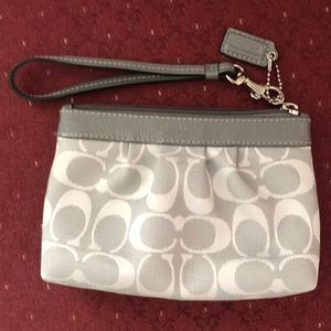Coach light grey wristlet